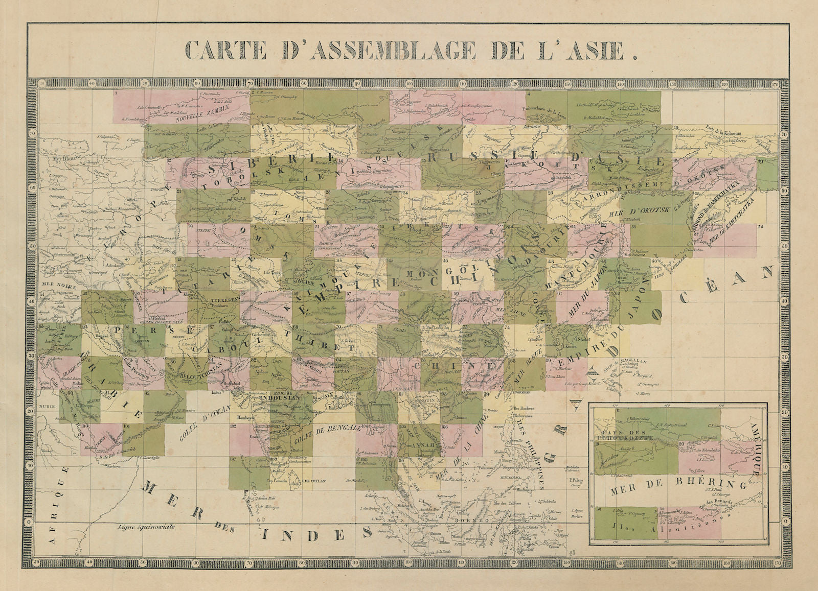 Carte d'Assemblage de l'Asie. Asia & Middle East index map VANDERMAELEN 1827